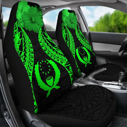 Pohnpei Polynesian Car Seat Covers Pride Seal And Hibiscus Green