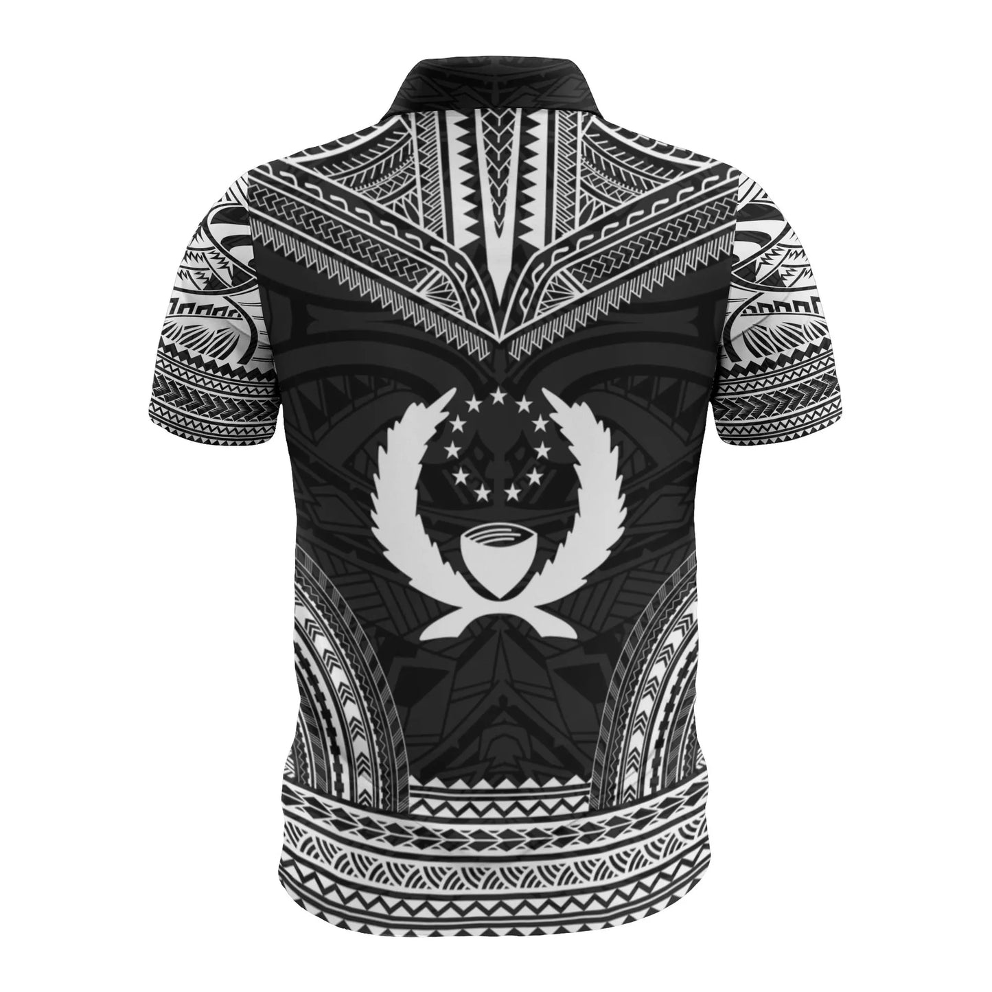 Pohnpei Custom Personalised Polo Shirt - Pohnpei Flag Polynesian Chief Tattoo Black Version