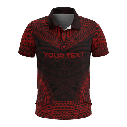 Pohnpei Custom Personalised Polo Shirt - Pohnpei Flag Polynesian Chief Tattoo Red Version