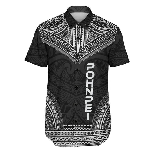 Pohnpei Polynesian Chief Short Sleeve Shirt - Black Version
