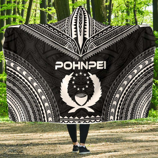 Pohnpei Polynesian Chief Hooded Blanket - Black Version