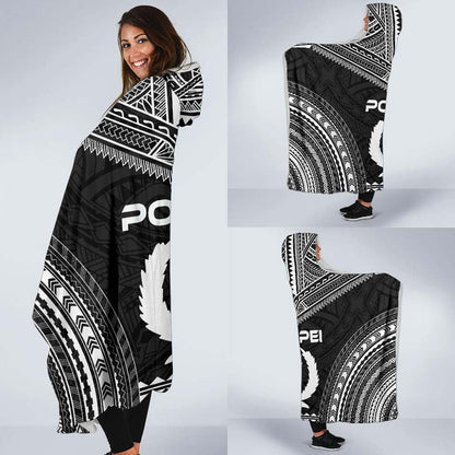 Pohnpei Polynesian Chief Hooded Blanket - Black Version