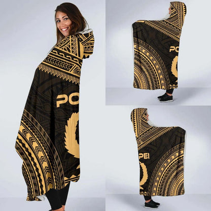 Pohnpei Polynesian Chief Hooded Blanket - Gold Version