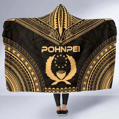 Pohnpei Polynesian Chief Hooded Blanket - Gold Version