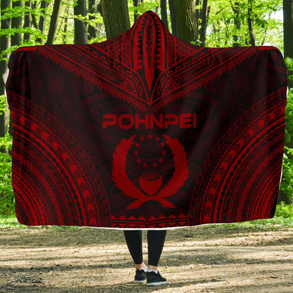 Pohnpei Polynesian Chief Hooded Blanket - Red Version