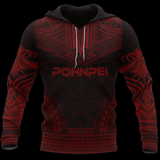 Pohnpei Polynesian Chief Hoodie - Red Version