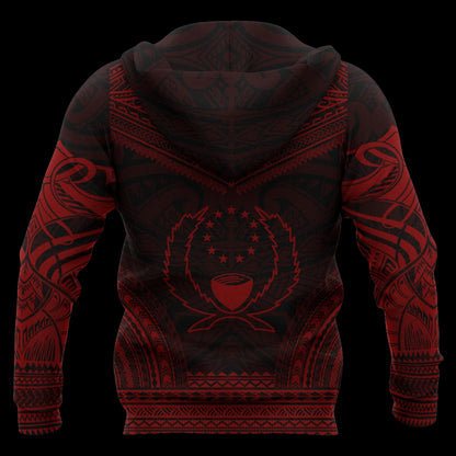 Pohnpei Polynesian Chief Hoodie - Red Version