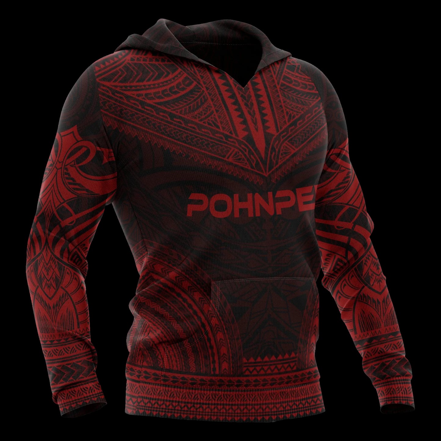 Pohnpei Polynesian Chief Hoodie - Red Version