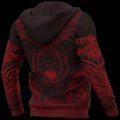 Pohnpei Polynesian Chief Hoodie - Red Version