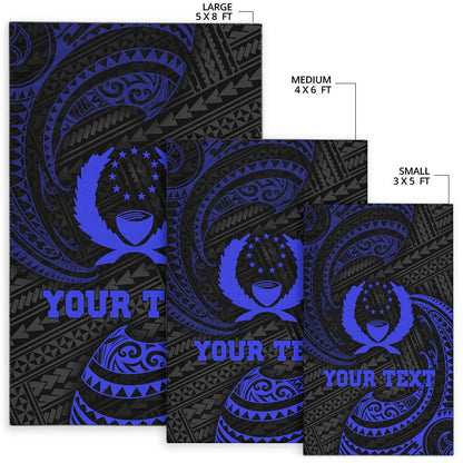 Pohnpei Polynesian Custom Personalised Area Rug - Blue Tribal Wave