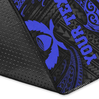 Pohnpei Polynesian Custom Personalised Area Rug - Blue Tribal Wave