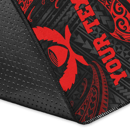 Pohnpei Polynesian Custom Personalised Area Rug - Red Tribal Wave
