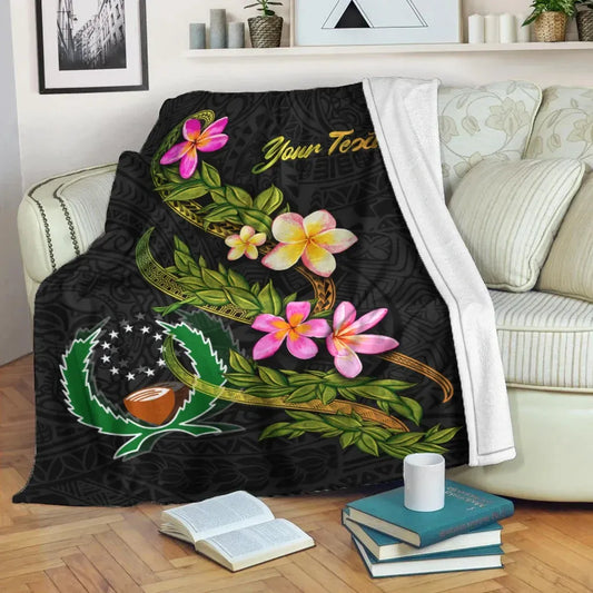 Pohnpei Polynesian Custom Personalised Blanket - Plumeria Tribal