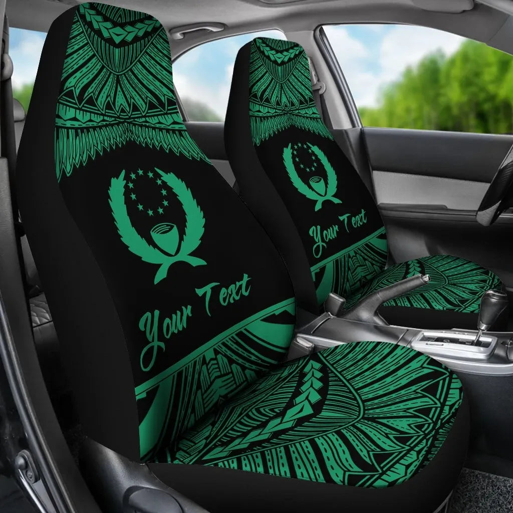 Pohnpei Polynesian Custom Personalised Car Seat Covers - Pride Green Version