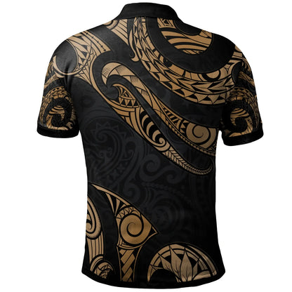 Pohnpei Polynesian Custom Personalised Polo Shirt - Poly Tattoo Gold Version