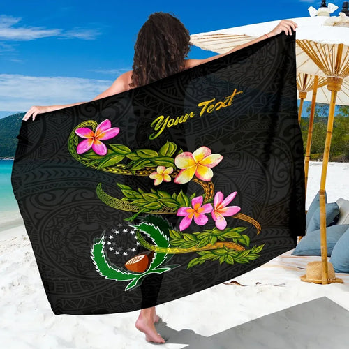 Pohnpei Polynesian Custom Personalised Sarong - Plumeria Tribal