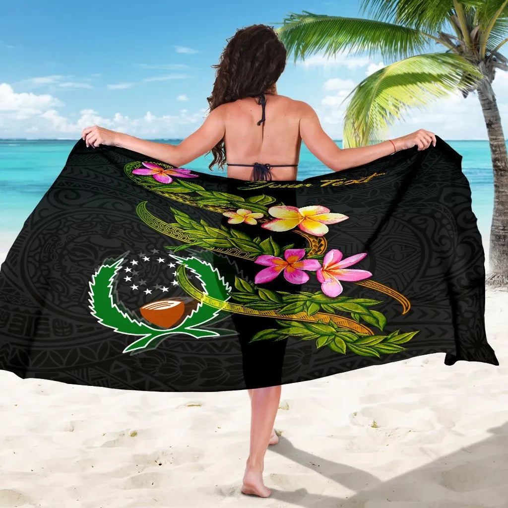 Pohnpei Polynesian Custom Personalised Sarong - Plumeria Tribal