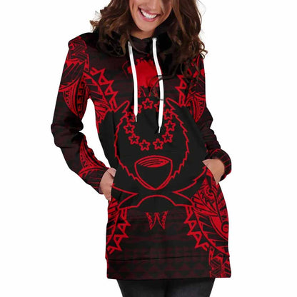 Pohnpei Polynesian Hoodie Dress Map Red