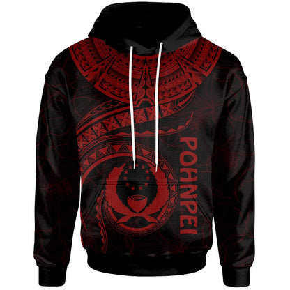 Pohnpei Polynesian Hoodie - Pohnpei Waves (Red)