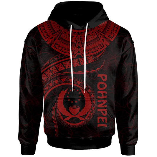 Pohnpei Polynesian Hoodie - Pohnpei Waves (Red)