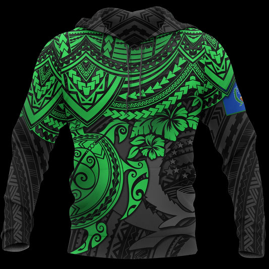 Pohnpei Polynesian Hoodie - Polynesian Green Turtle