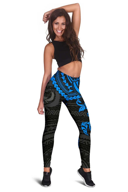 Pohnpei Polynesian Legging (Women) - Polynesian Blue Turtle