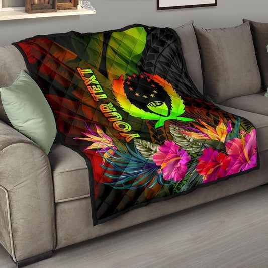Pohnpei Polynesian Personalised Premium Quilt -  Hibiscus and Banana Leaves