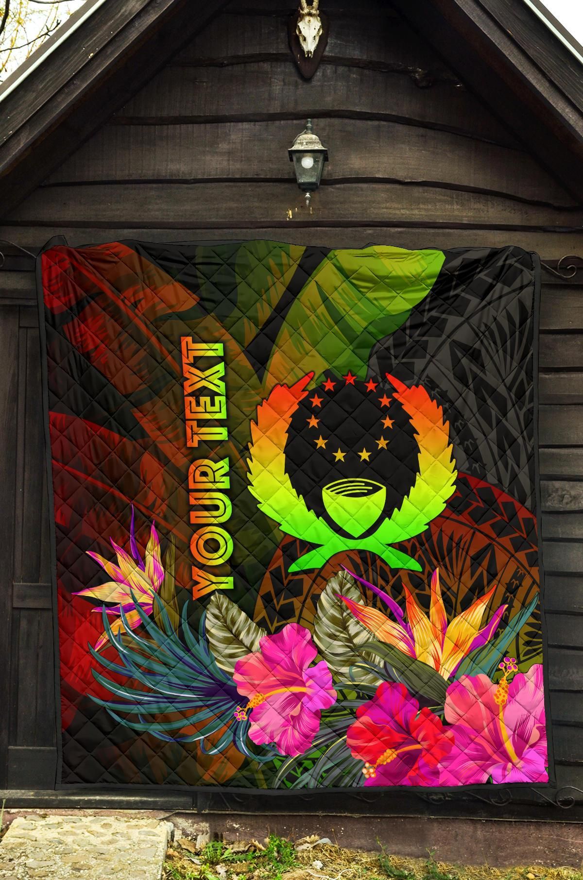 Pohnpei Polynesian Personalised Premium Quilt -  Hibiscus and Banana Leaves