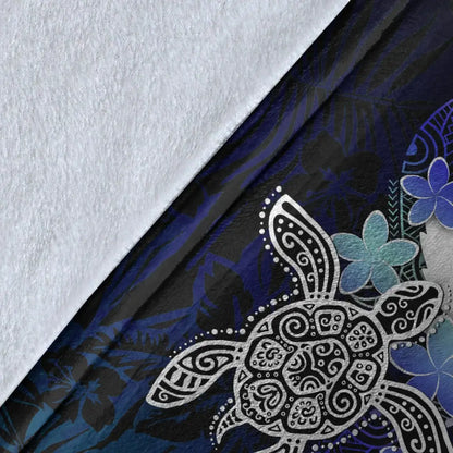 Pohnpei Polynesian Premium Blanket - Blue Turtle Couple