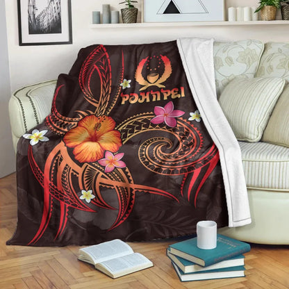 Pohnpei Polynesian Premium Blanket - Legend of Pohnpei (Red)