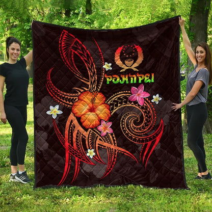 Pohnpei Polynesian Premium Quilt - Legend of Pohnpei (Red)