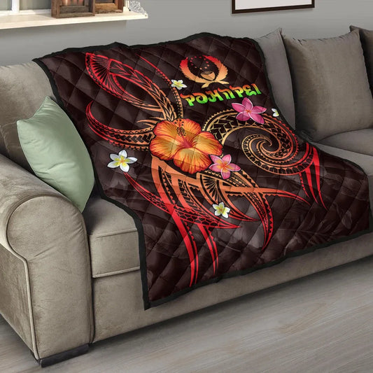 Pohnpei Polynesian Premium Quilt - Legend of Pohnpei (Red)