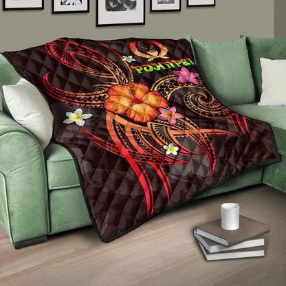 Pohnpei Polynesian Premium Quilt - Legend of Pohnpei (Red)