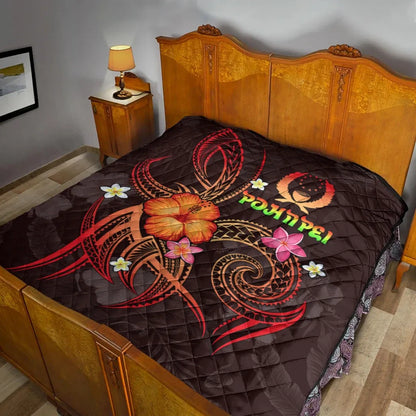 Pohnpei Polynesian Premium Quilt - Legend of Pohnpei (Red)