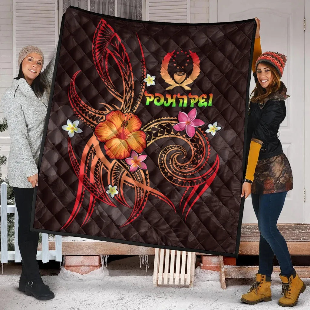 Pohnpei Polynesian Premium Quilt - Legend of Pohnpei (Red)