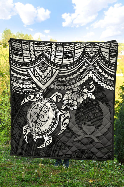 Pohnpei Polynesian Premium Quilt - Polynesian White Turtle