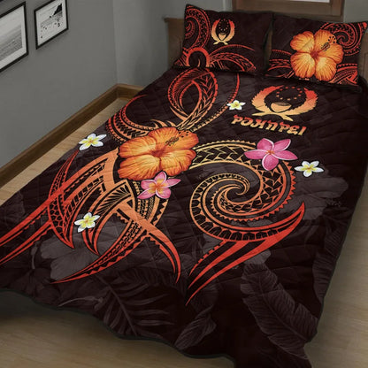 Pohnpei Polynesian Quilt Bed Set - Legend of Pohnpei (Red)