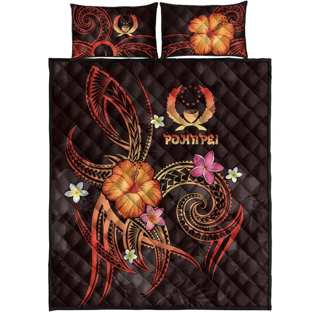 Pohnpei Polynesian Quilt Bed Set - Legend of Pohnpei (Red)