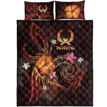 Pohnpei Polynesian Quilt Bed Set - Legend of Pohnpei (Red)