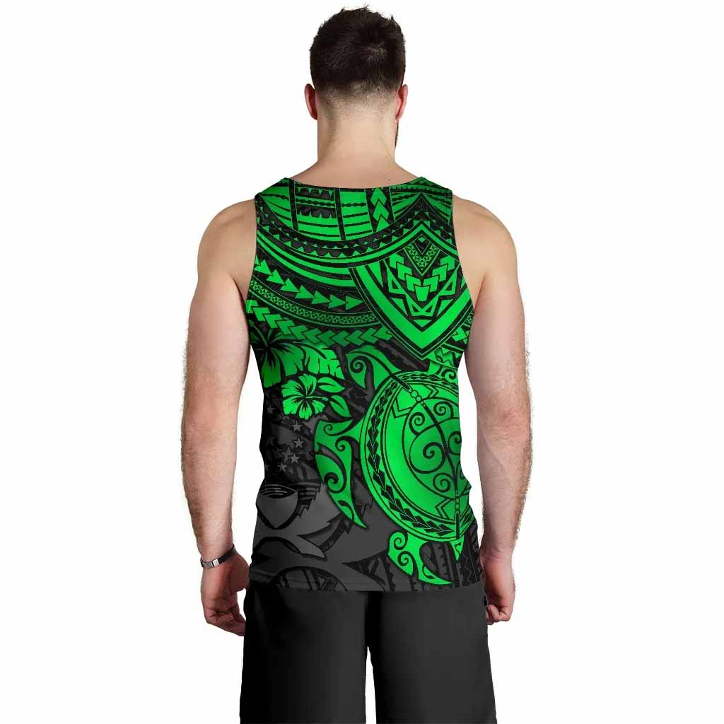 Pohnpei Polynesian Tank Top (Men) - Polynesian Green Turtle