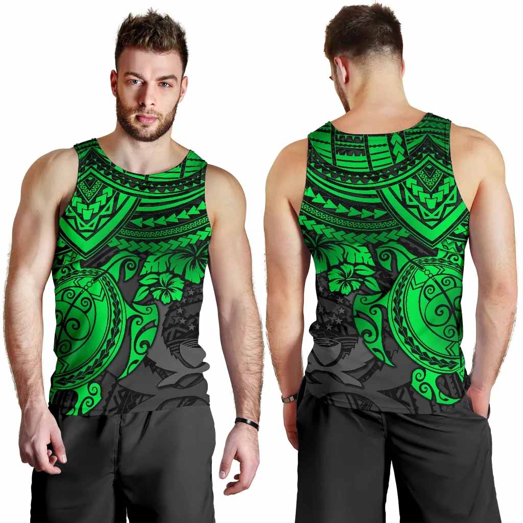 Pohnpei Polynesian Tank Top (Men) - Polynesian Green Turtle
