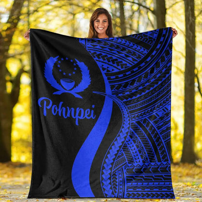 Pohnpei Premium Blanket - Blue Polynesian Tentacle Tribal Pattern