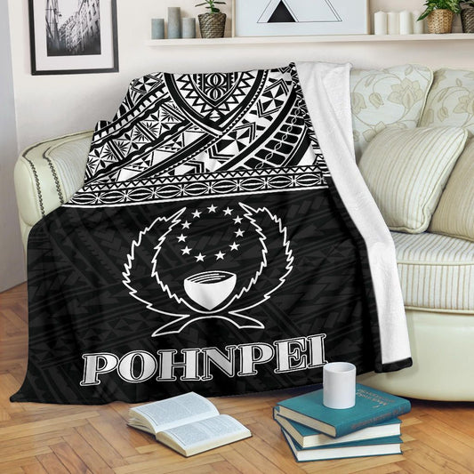 Pohnpei Premium Blanket - Micronesian Black White Version