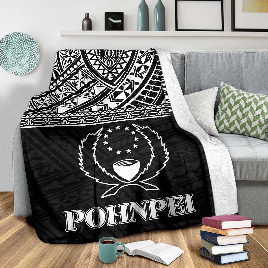 Pohnpei Premium Blanket - Micronesian Black White Version