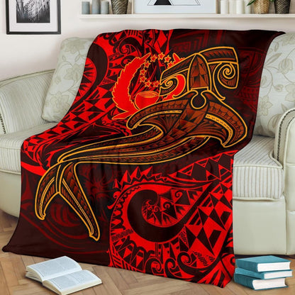 Pohnpei Premium Blanket - Red Shark Polynesian Tattoo