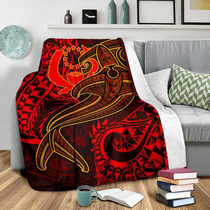 Pohnpei Premium Blanket - Red Shark Polynesian Tattoo
