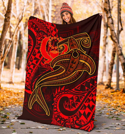 Pohnpei Premium Blanket - Red Shark Polynesian Tattoo