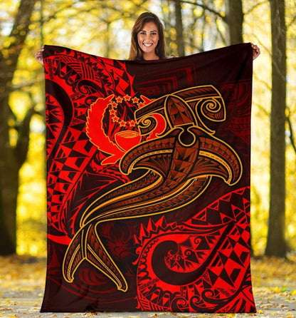Pohnpei Premium Blanket - Red Shark Polynesian Tattoo