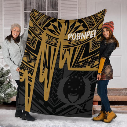 Pohnpei Premium Blanket - Pohnpei Seal In Heartbeat Patterns Style (Gold)