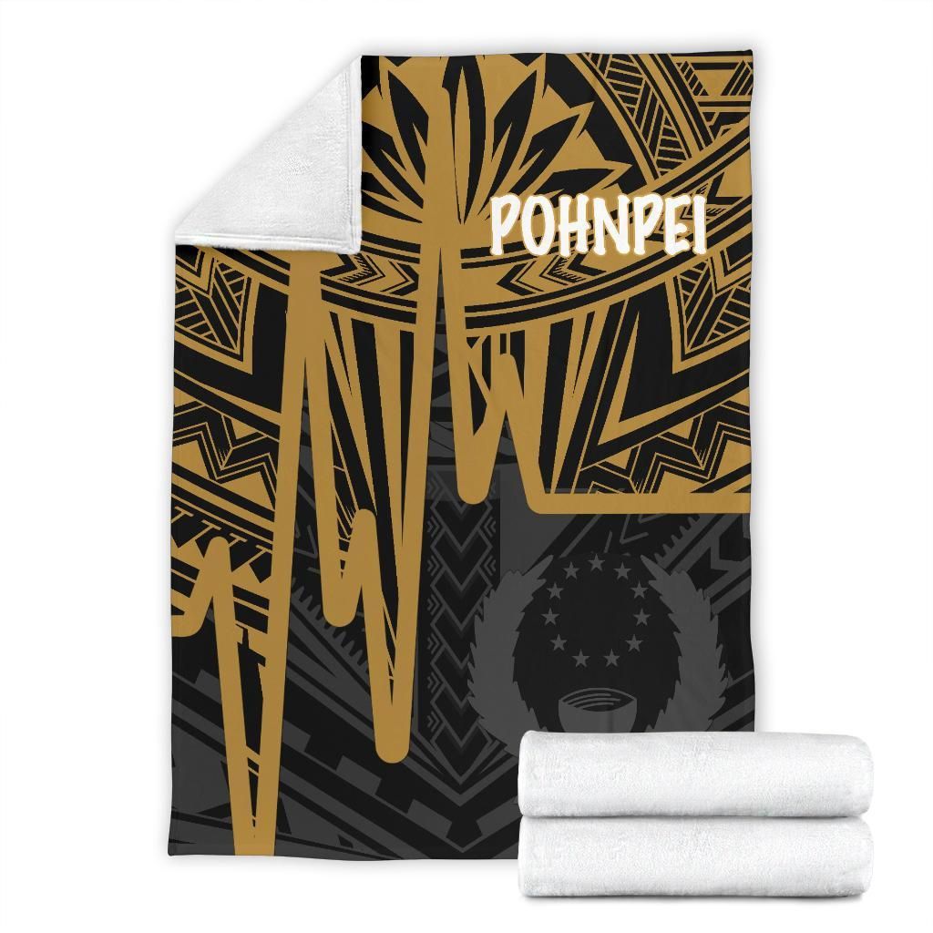 Pohnpei Premium Blanket - Pohnpei Seal In Heartbeat Patterns Style (Gold)
